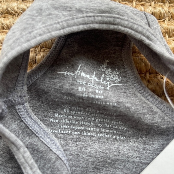 Free People Intimately Heather Grey Sports Bra with Navy Crochet Side Detailing - Picture 3 of 3